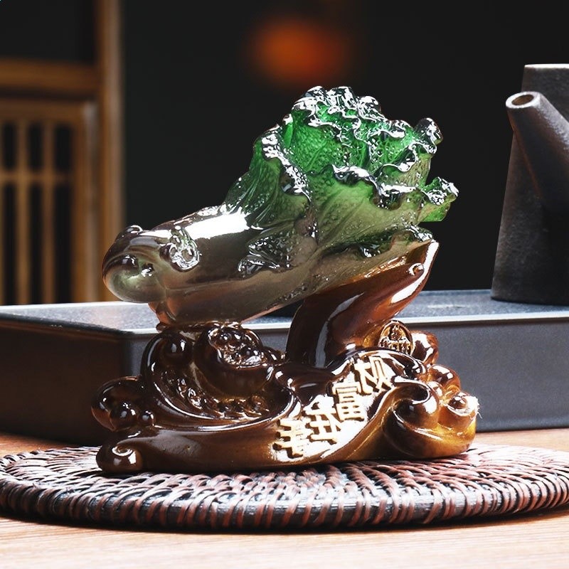 【富貴在手】變色白菜茶寵茶具配件茶道精品擺件可擺玩小白菜茶寵-細節圖4