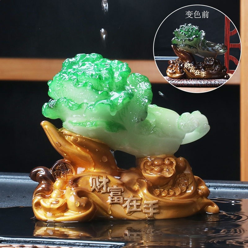 【富貴在手】變色白菜茶寵茶具配件茶道精品擺件可擺玩小白菜茶寵-規格圖5