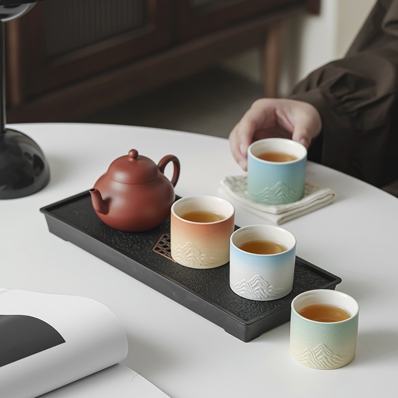◎千里江山四季陶瓷茶杯禮盒裝茶具單杯品茗杯遠山主人杯節慶伴手-細節圖2