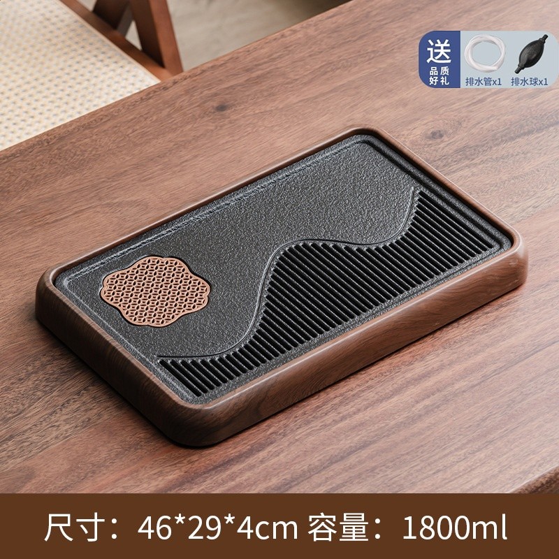 2025新款蓄排兩用茶盤家用小型瀝水儲水式茶臺茶具防烏金石幹泡臺-規格圖5