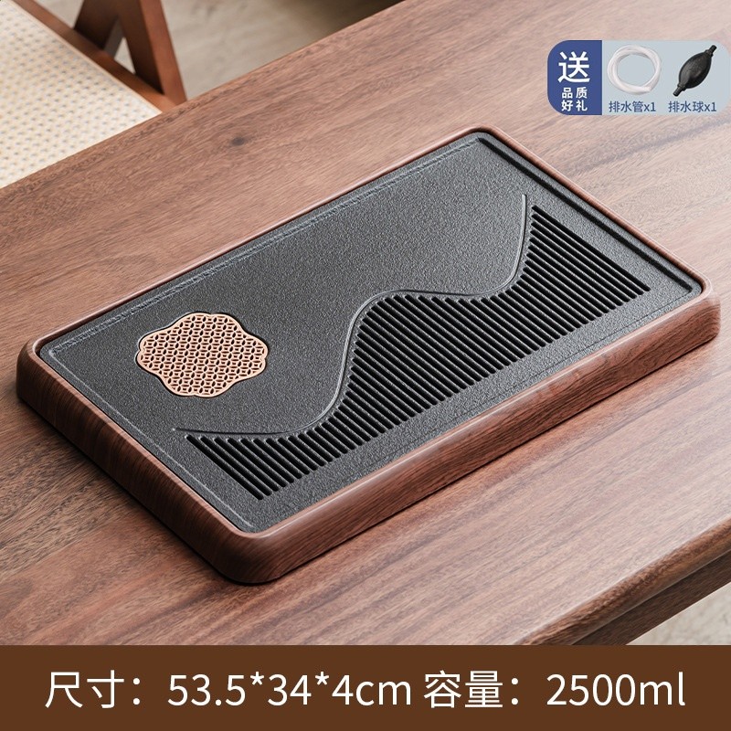 2025新款蓄排兩用茶盤家用小型瀝水儲水式茶臺茶具防烏金石幹泡臺-規格圖5