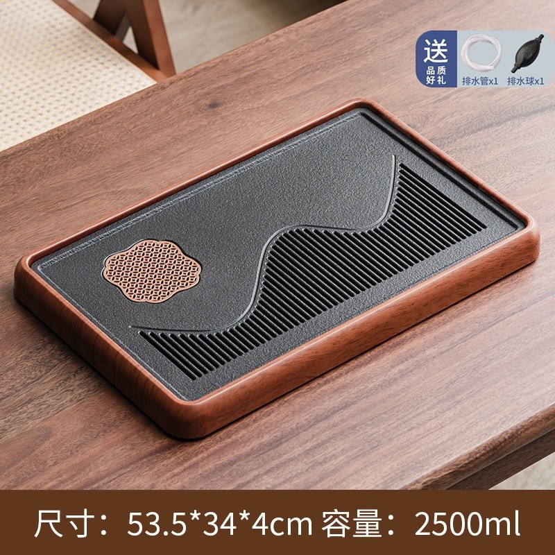 2025新款蓄排兩用茶盤家用小型瀝水儲水式茶臺茶具防烏金石幹泡臺-規格圖5