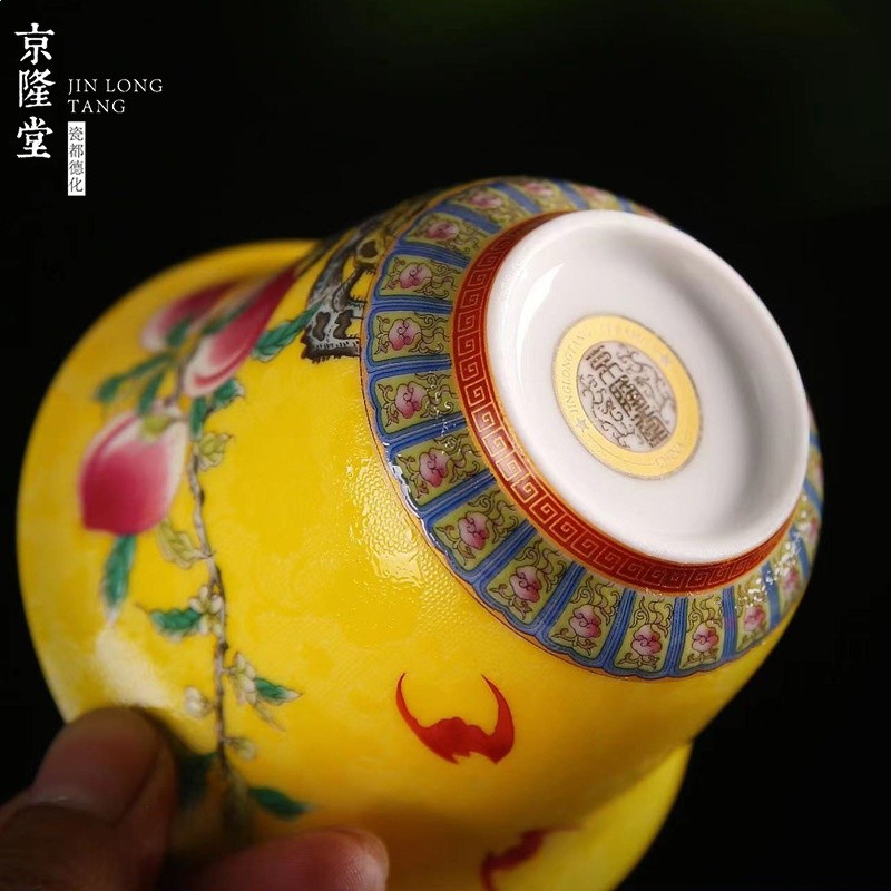 京隆堂琺琅彩三才蓋碗茶杯單個陶瓷功夫泡茶茶碗不燙手茶具中國風-細節圖4