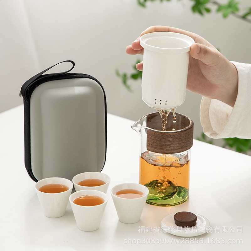 便攜收納器旅行茶具小茶壺套裝簡易功夫泡茶杯戶外隨身觀山客杯-細節圖3