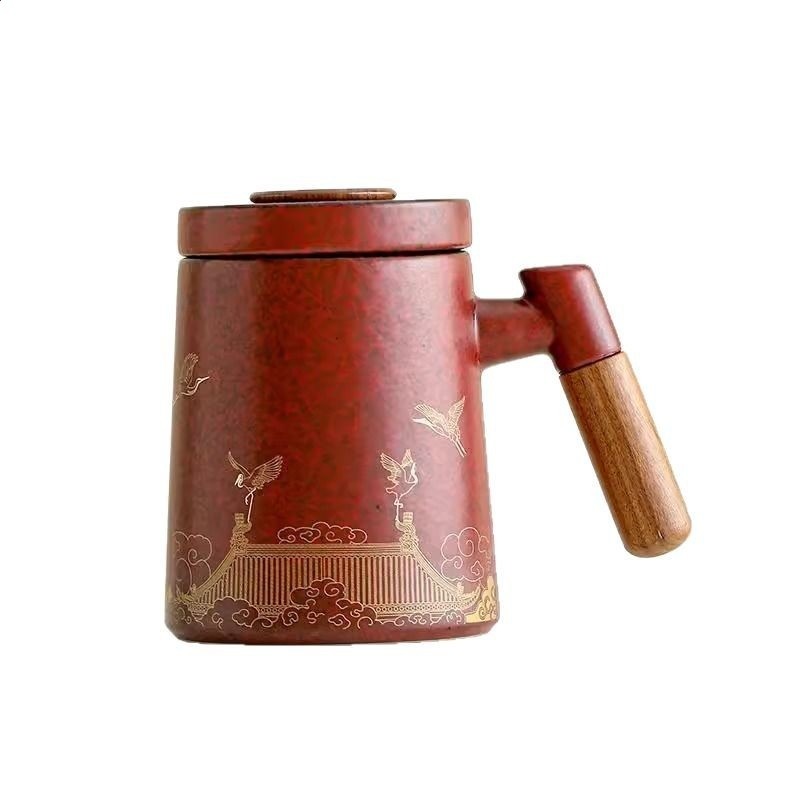 鶴鳴青雲陶瓷辦公杯旅行茶具套裝泡茶杯茶辦公室高階禮盒紀念品-細節圖5