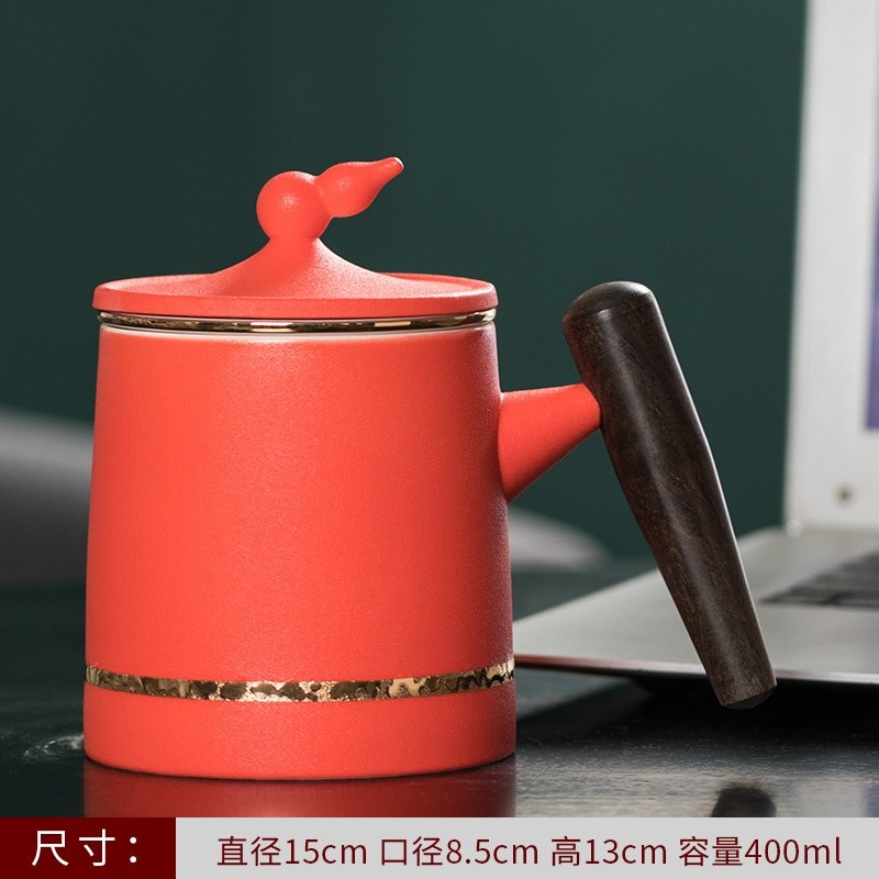 陶瓷個人茶水分離泡茶杯粗陶水杯帶柄馬克杯刻印logo茶具商務禮品-規格圖5