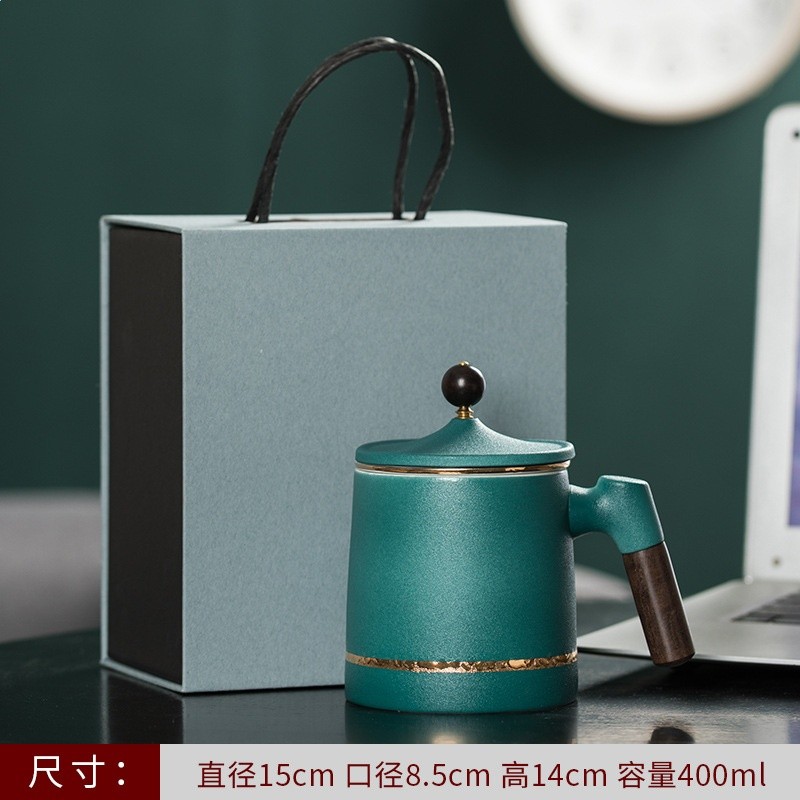 陶瓷個人茶水分離泡茶杯粗陶水杯帶柄馬克杯刻印logo茶具商務禮品-規格圖5