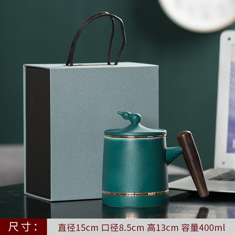 陶瓷個人茶水分離泡茶杯粗陶水杯帶柄馬克杯刻印logo茶具商務禮品-規格圖5