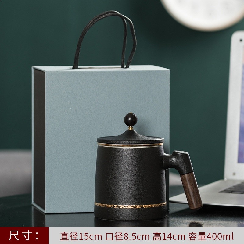 陶瓷個人茶水分離泡茶杯粗陶水杯帶柄馬克杯刻印logo茶具商務禮品-規格圖5