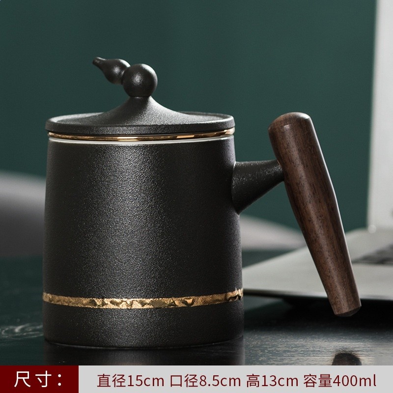 陶瓷個人茶水分離泡茶杯粗陶水杯帶柄馬克杯刻印logo茶具商務禮品-規格圖5
