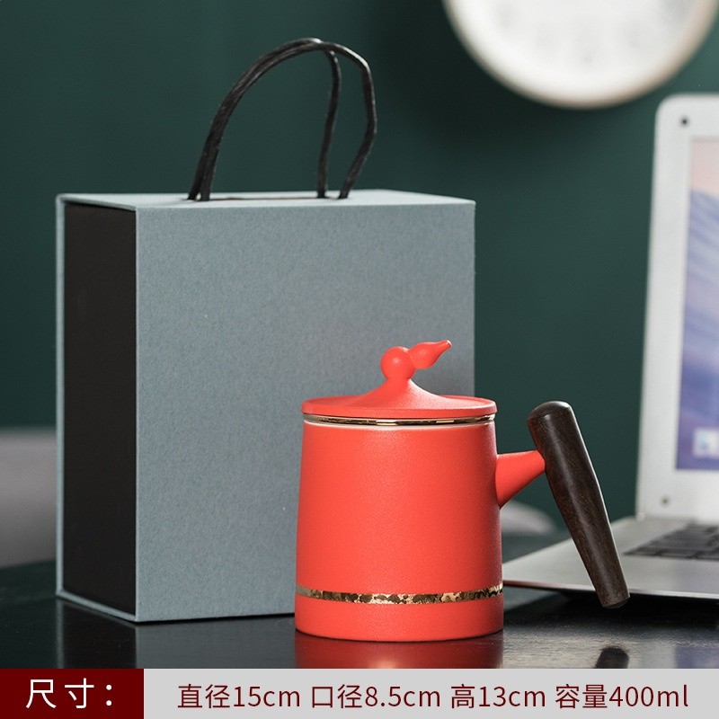 陶瓷個人茶水分離泡茶杯粗陶水杯帶柄馬克杯刻印logo茶具商務禮品-規格圖5