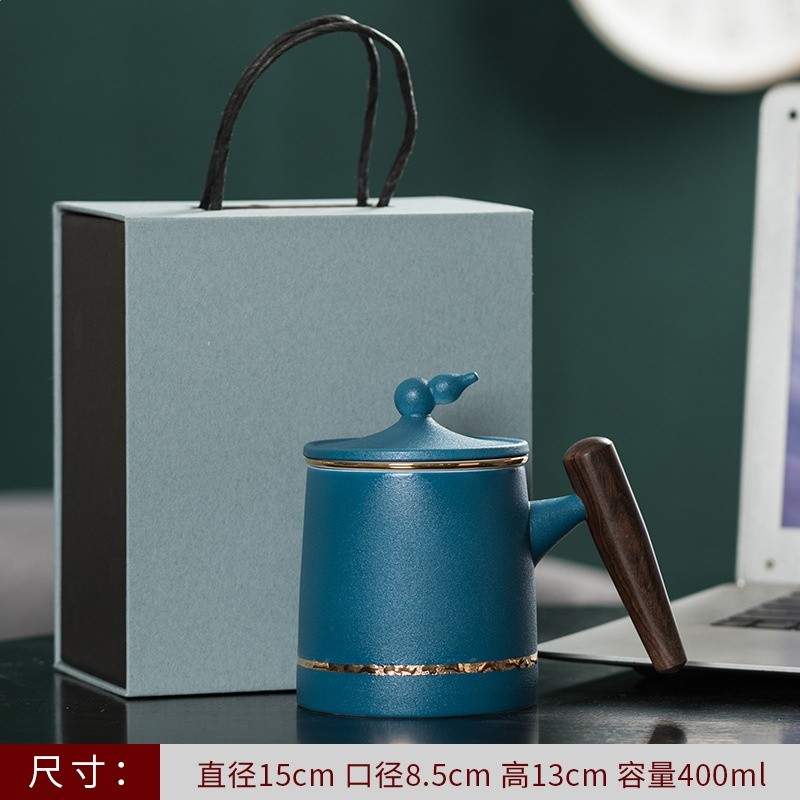 陶瓷個人茶水分離泡茶杯粗陶水杯帶柄馬克杯刻印logo茶具商務禮品-規格圖5