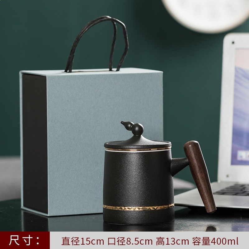 陶瓷個人茶水分離泡茶杯粗陶水杯帶柄馬克杯刻印logo茶具商務禮品-規格圖5