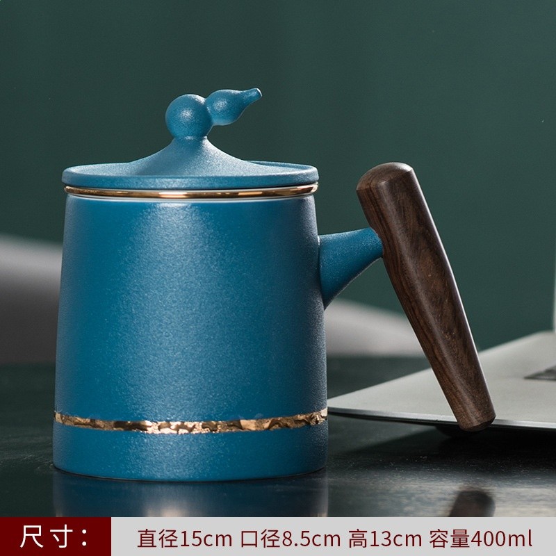 陶瓷個人茶水分離泡茶杯粗陶水杯帶柄馬克杯刻印logo茶具商務禮品-規格圖5