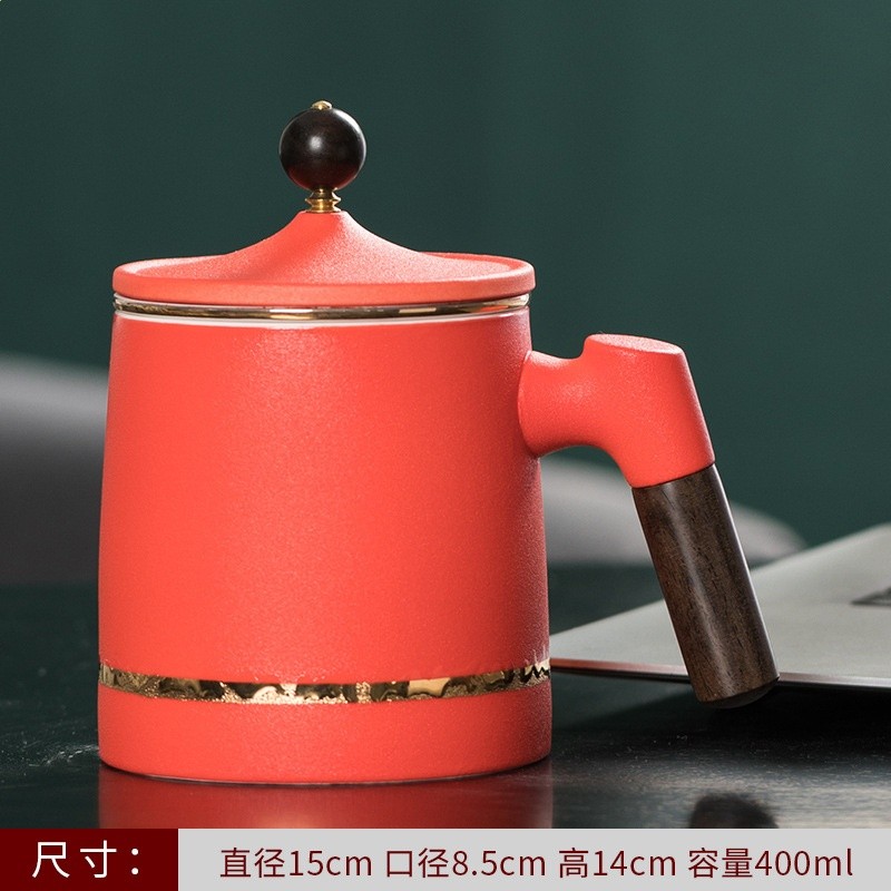 陶瓷個人茶水分離泡茶杯粗陶水杯帶柄馬克杯刻印logo茶具商務禮品-規格圖5