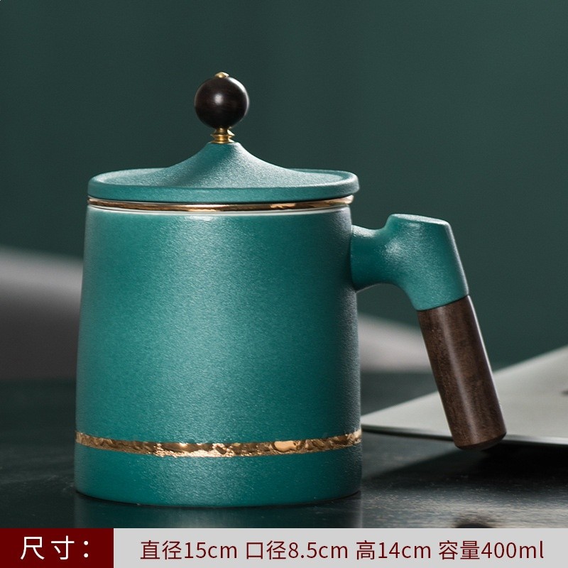 陶瓷個人茶水分離泡茶杯粗陶水杯帶柄馬克杯刻印logo茶具商務禮品-規格圖5