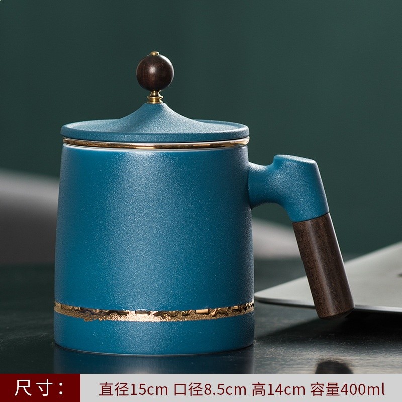 陶瓷個人茶水分離泡茶杯粗陶水杯帶柄馬克杯刻印logo茶具商務禮品-規格圖5
