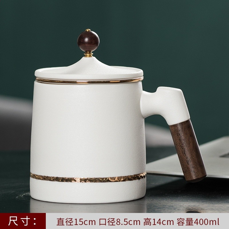 陶瓷個人茶水分離泡茶杯粗陶水杯帶柄馬克杯刻印logo茶具商務禮品-規格圖5