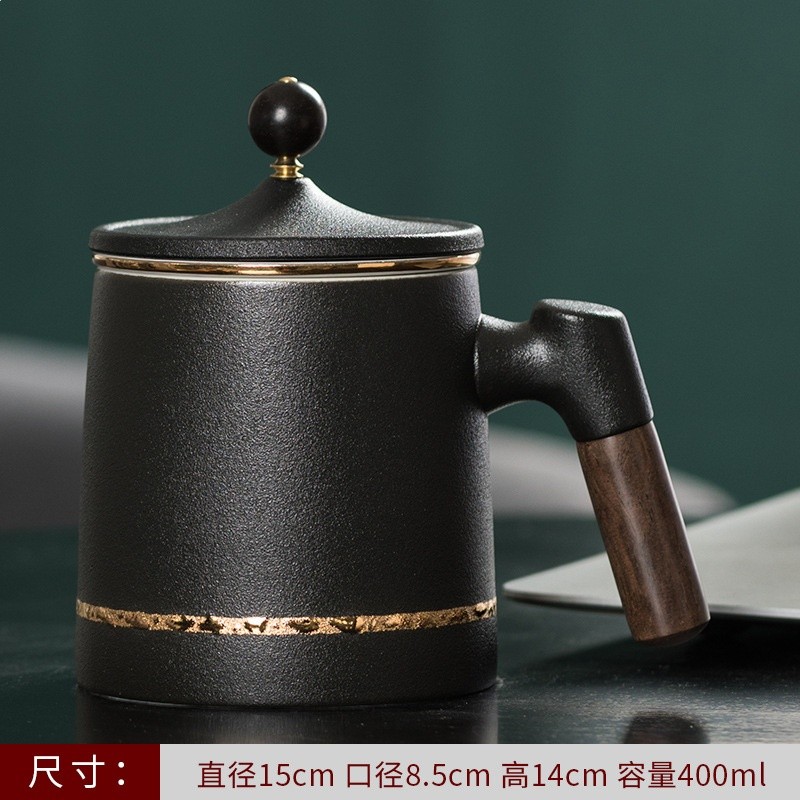 陶瓷個人茶水分離泡茶杯粗陶水杯帶柄馬克杯刻印logo茶具商務禮品-規格圖5