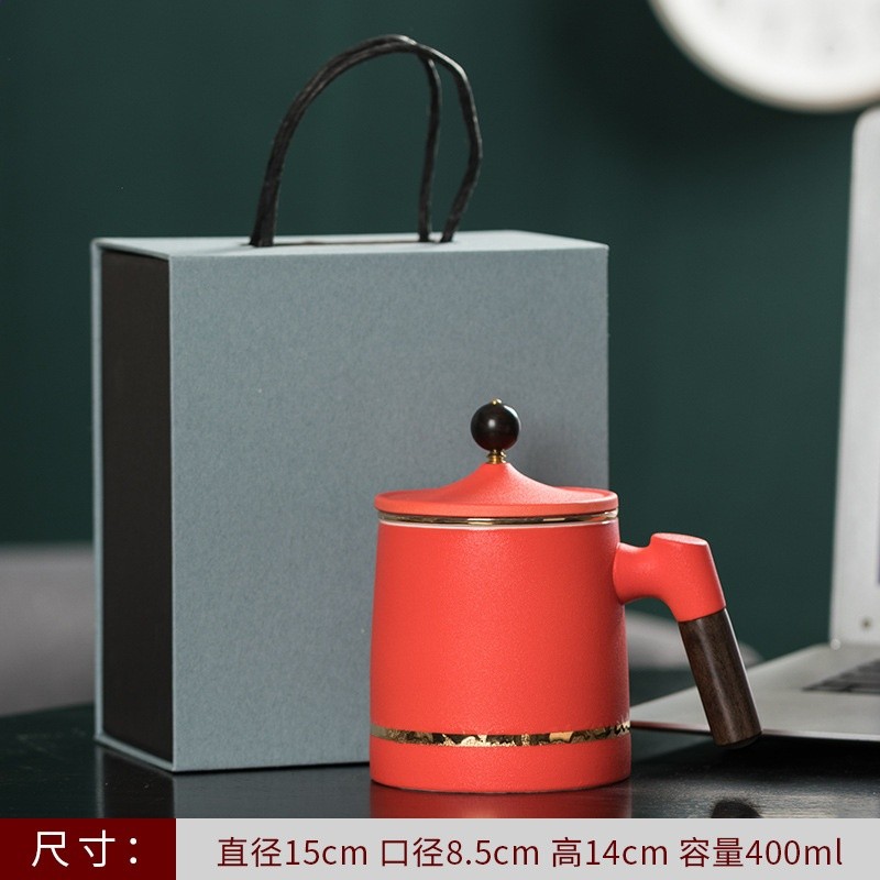 陶瓷個人茶水分離泡茶杯粗陶水杯帶柄馬克杯刻印logo茶具商務禮品-規格圖5