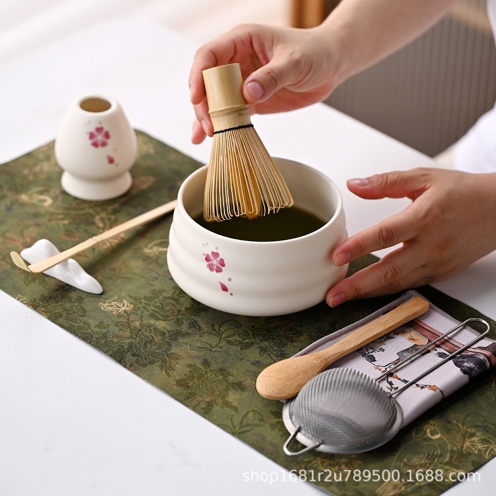 新款陶瓷抹茶碗打抹茶套裝茶筅竹子抹茶刷百本立茶道禮盒境外茶具-細節圖3