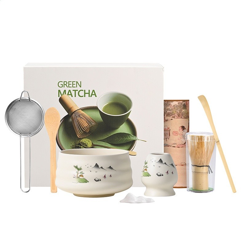 新款陶瓷抹茶碗打抹茶套裝茶筅竹子抹茶刷百本立茶道禮盒境外茶具-細節圖5
