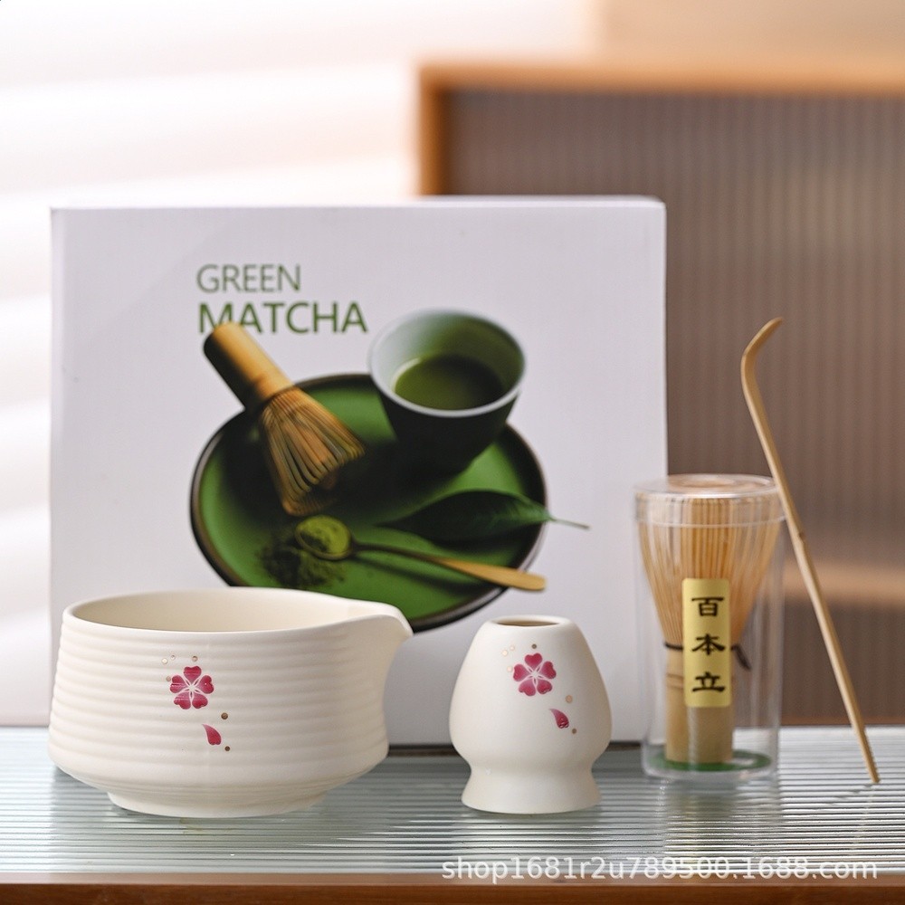 朵花抹茶茶具4件套（帶嘴）