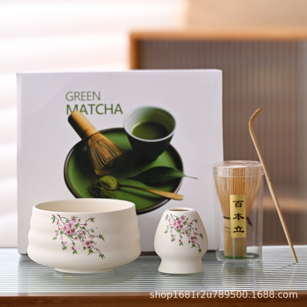 櫻花樹抹茶茶具4件套
