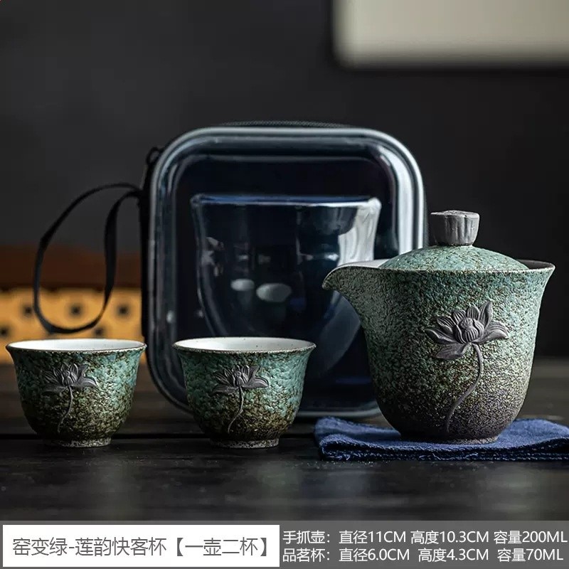 復古粗陶快客杯一壺兩杯家用陶瓷便攜茶具戶外旅行茶具套裝泡茶器-規格圖5