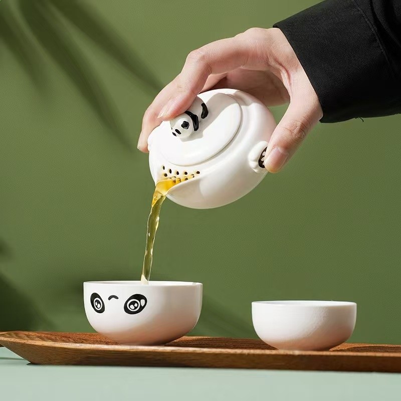 國潮熊貓行動式套裝節日禮品送國外友人禮物送客戶紀念品旅行茶具-細節圖2