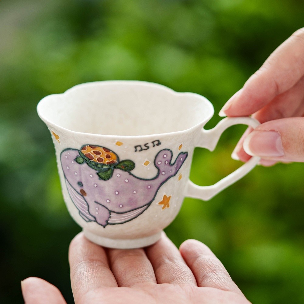 巖礦白鯨魚海龜茶杯個人專用陶瓷主人杯單杯品茗杯茶具咖啡杯家用-細節圖2