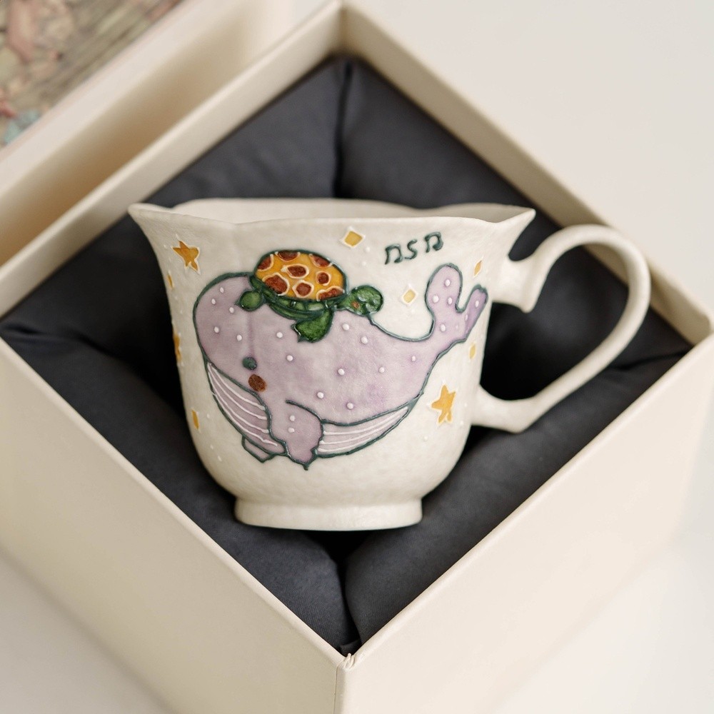 巖礦白鯨魚海龜茶杯個人專用陶瓷主人杯單杯品茗杯茶具咖啡杯家用-細節圖4