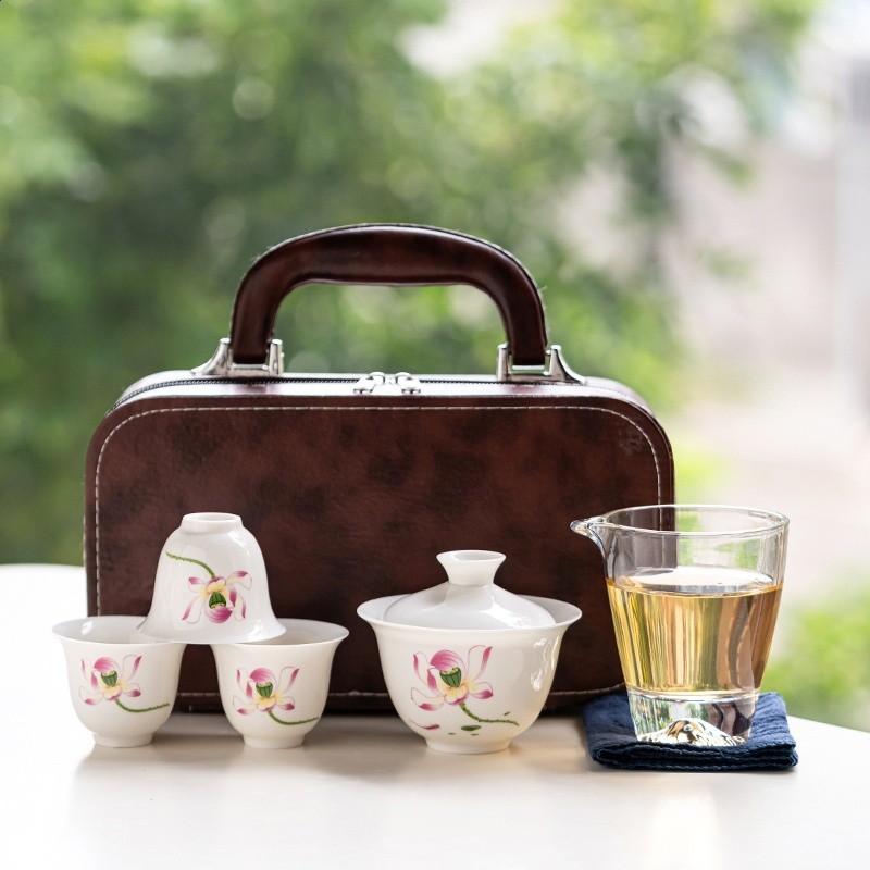 行動式旅行茶具套裝羊脂玉白瓷快客杯戶外陶瓷功夫泡茶壺茶杯-規格圖5