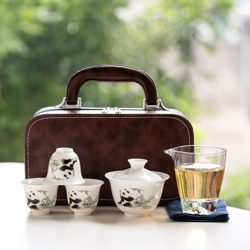 行動式旅行茶具套裝羊脂玉白瓷快客杯戶外陶瓷功夫泡茶壺茶杯-規格圖5