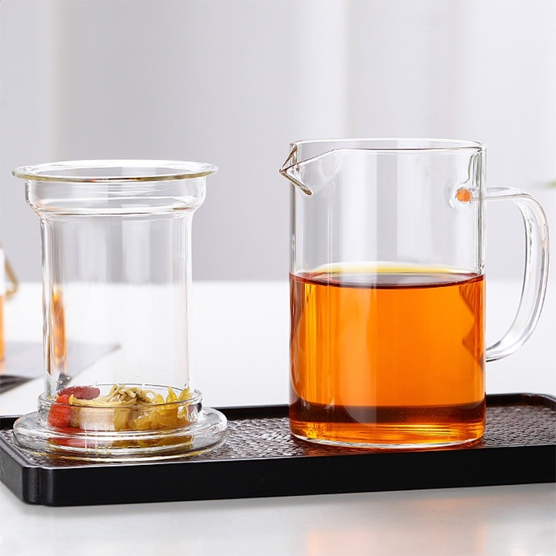 玻璃茶具套裝帶把泡茶飄逸杯茶分水離耐高溫高硼矽鴨嘴公道杯中式-細節圖2