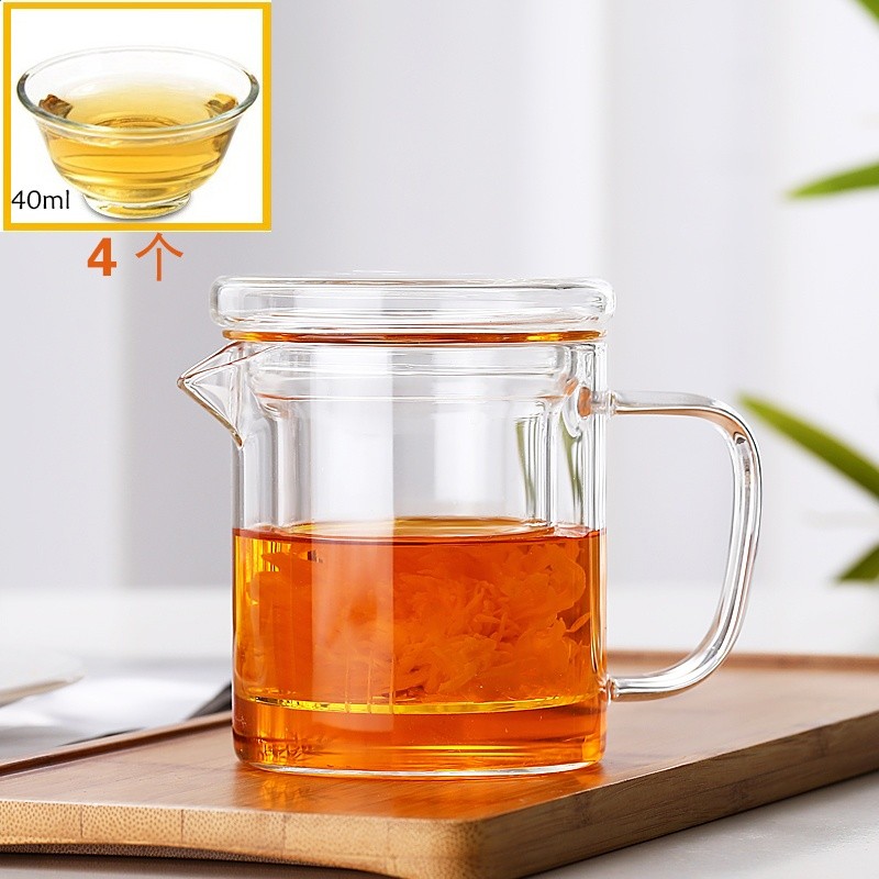玻璃茶具套裝帶把泡茶飄逸杯茶分水離耐高溫高硼矽鴨嘴公道杯中式-規格圖5