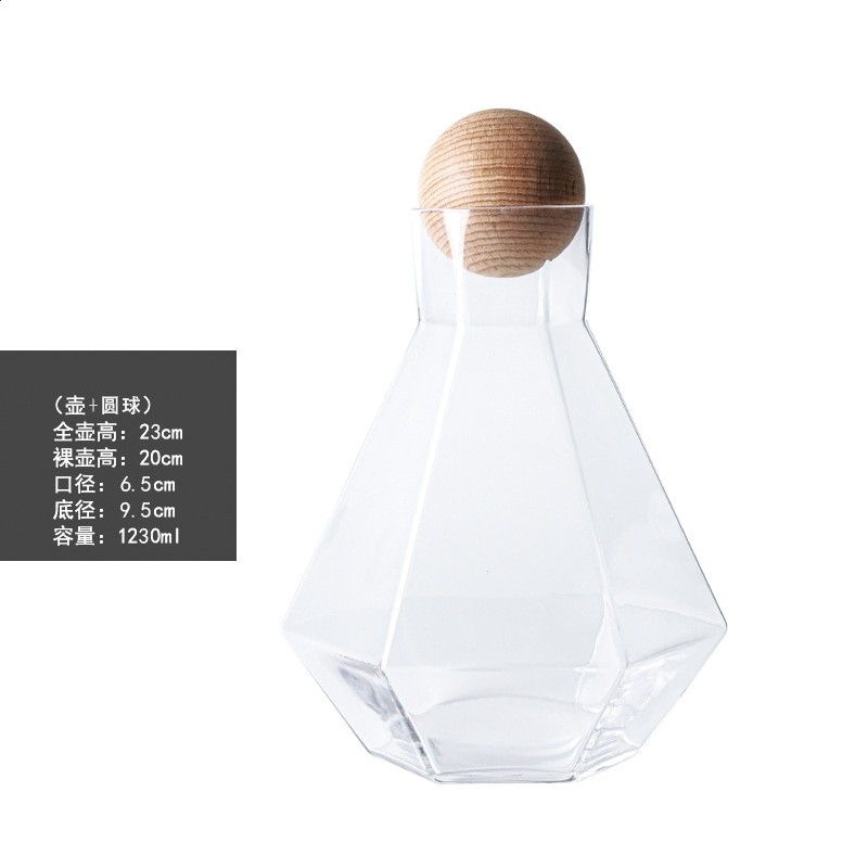 高奢創意玻璃壺套裝冷水壺北歐風簡約茶具鑽石杯型家用大容量-規格圖5