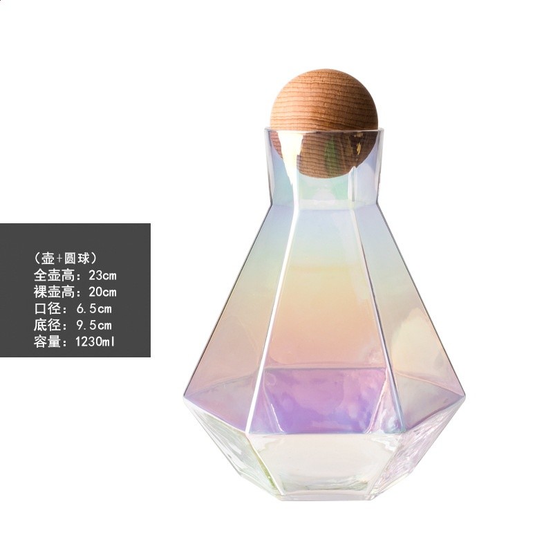 高奢創意玻璃壺套裝冷水壺北歐風簡約茶具鑽石杯型家用大容量-規格圖5