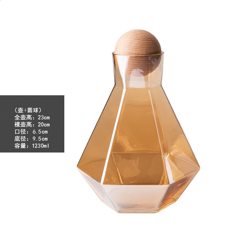 高奢創意玻璃壺套裝冷水壺北歐風簡約茶具鑽石杯型家用大容量-規格圖5