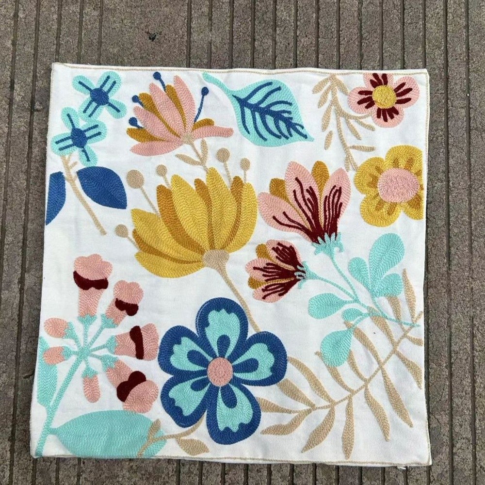 毛巾繡花朵抱枕套田園風雛菊靠墊客廳沙發輕奢腰枕靠墊抱E18-規格圖5