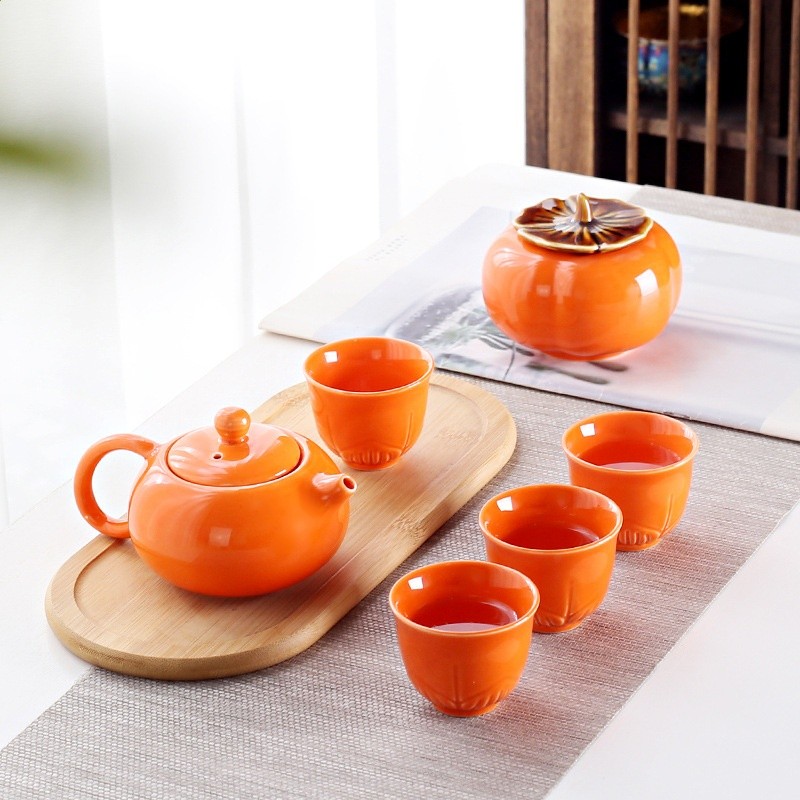 柿柿如意茶具套裝柿子茶壺茶杯柿柿禮盒伴手禮年會公司會議禮品小-細節圖2
