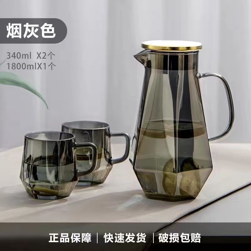 琦煌鑽石水具套裝輕奢家用客廳待客玻璃水壺喝水杯子耐熱茶杯茶具-規格圖5