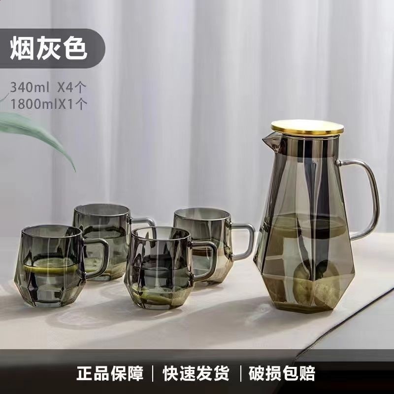 琦煌鑽石水具套裝輕奢家用客廳待客玻璃水壺喝水杯子耐熱茶杯茶具-規格圖5