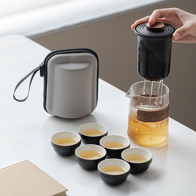 功夫旅行茶具行動式套裝泡茶戶外旅遊露營喝茶裝備小套茶杯快客杯-細節圖2