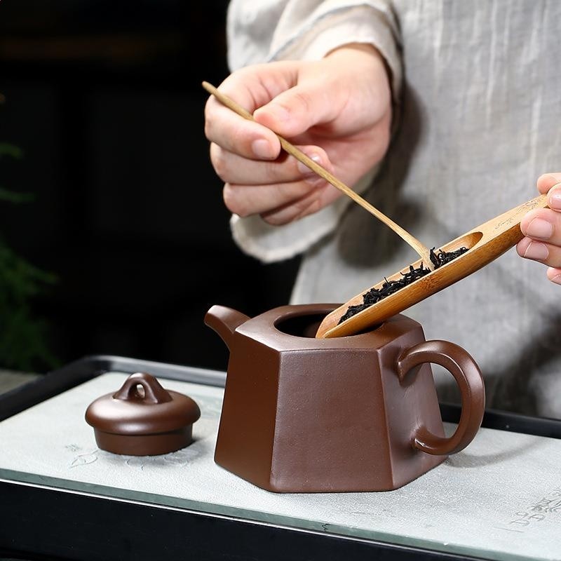 六方金鐘茶壺原礦紫泥功夫茶具紫砂壺家宜興功夫茶具創意陶瓷-細節圖4