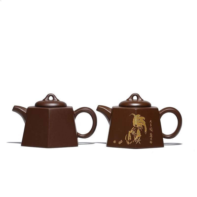六方金鐘茶壺原礦紫泥功夫茶具紫砂壺家宜興功夫茶具創意陶瓷-細節圖5