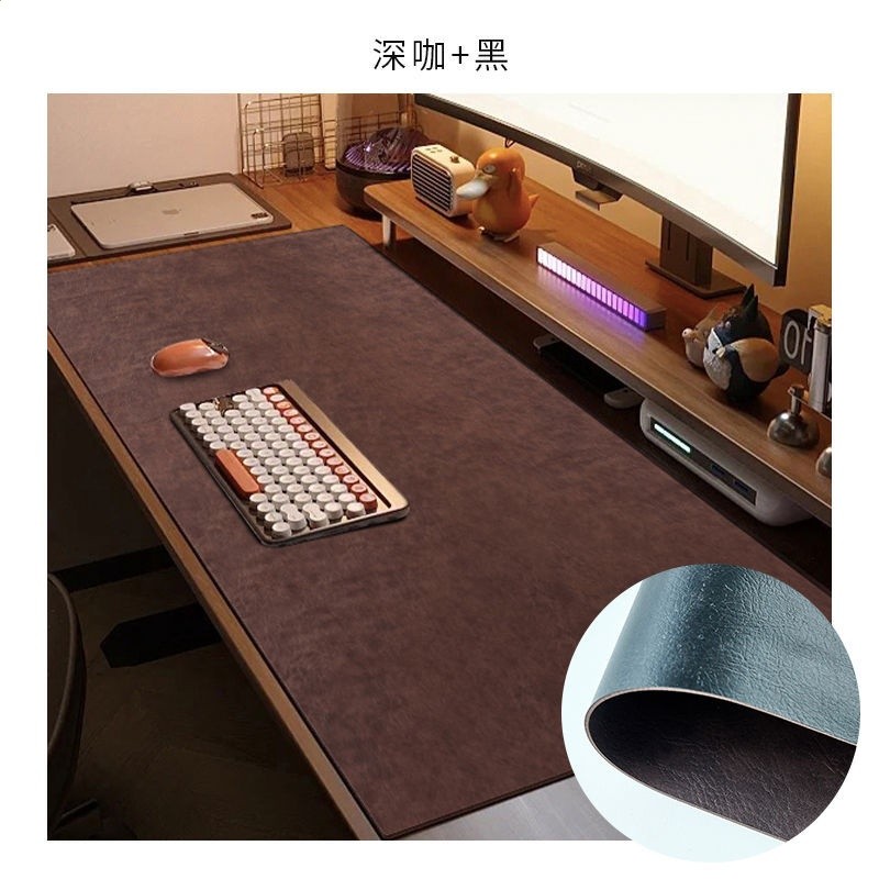 雙面牛皮紋高階電腦辦公桌墊復古牛皮滑鼠墊免洗防水寫字檯桌布-規格圖5