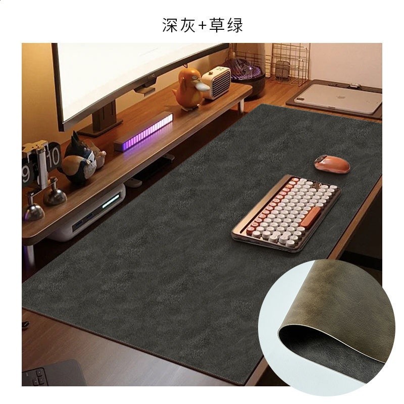 雙面牛皮紋高階電腦辦公桌墊復古牛皮滑鼠墊免洗防水寫字檯桌布-規格圖5