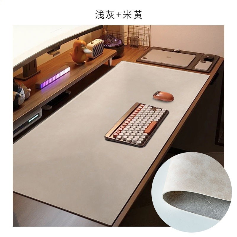 雙面牛皮紋高階電腦辦公桌墊復古牛皮滑鼠墊免洗防水寫字檯桌布-規格圖5