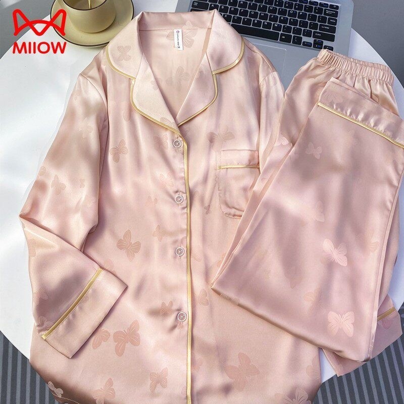 貓人冰絲睡衣女夏季短袖長褲三件套真絲高階感家居服送閨蜜禮盒裝-規格圖5